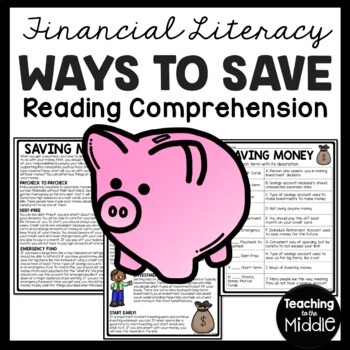 Preview of Financial Literacy Reading Comprehension Worksheet Ways to Save Money