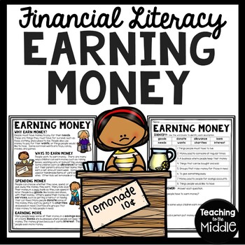 Preview of Financial Literacy Reading Comprehension Worksheet Earning Money