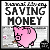 Financial Literacy Reading Comprehension Worksheet Saving Money