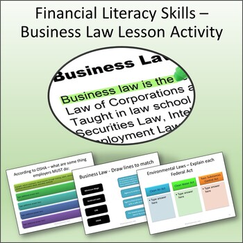Preview of Financial Literacy Skills - Business Law Activity