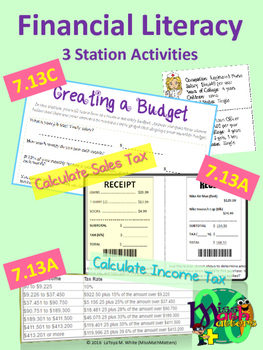 Preview of Financial Literacy Station Activities 7.13A 7.13C