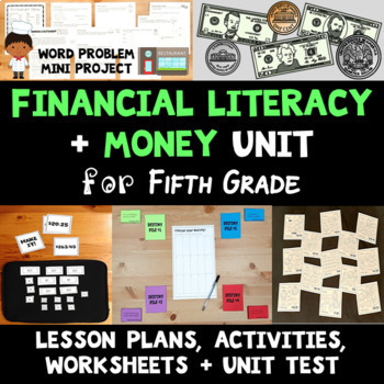 Preview of Financial Literacy and U.S. Money Unit for Fifth Grade