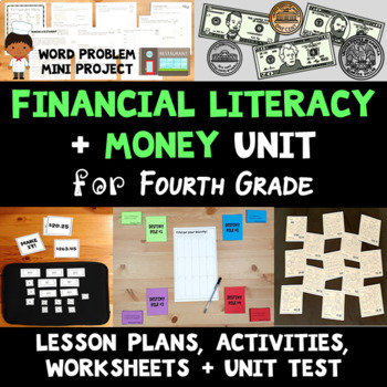 Preview of Financial Literacy and U.S. Money Unit for Fourth Grade