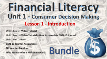 Preview of Financial Literacy Unit 1 – Consumer Decision Making - Lesson 1 - Introduction