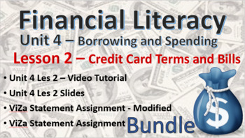 Preview of Financial Literacy Unit 4 – Borrowing/Spending, Les 2, Credit Card Terms & Bills