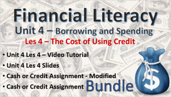 Preview of Financial Literacy Unit 4 – Borrowing and Spending – Les 4, Cost of using Credit