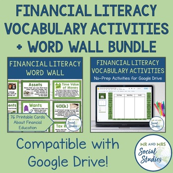 Preview of Financial Literacy Vocabulary Activity Set and Word Wall Bundle
