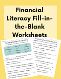 Financial Literacy Vocabulary Fill-in-the-blank Worksheets