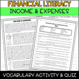 Financial Literacy Vocabulary Quiz - Earning Income