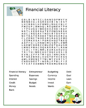Preview of Financial Literacy Word Search