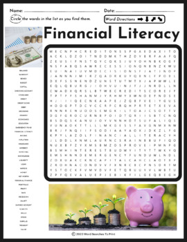 Preview of Financial Literacy Word Search Puzzle
