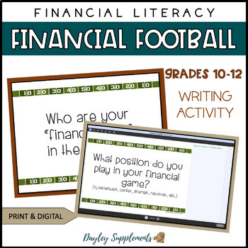 Preview of Financial Literacy Writing Prompts Football