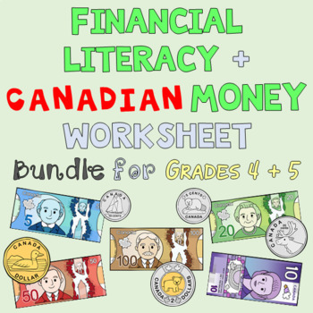 Preview of Financial Literacy + Canadian Money Worksheet Bundle for Grade 4 + 5