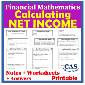 Preview of Financial Math - Calculating Net Income Notes & Worksheets