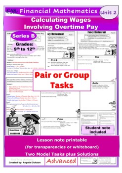 Preview of Financial Math - Calculating Wages Involving Overtime Pay - Pair Tasks