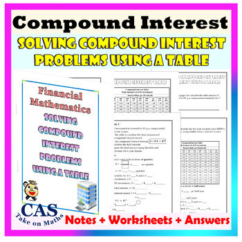 Preview of Financial Literacy-Financial Math-Compound Interest Problems Using a Table