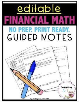 Preview of Financial Math EDITABLE Guided Notes