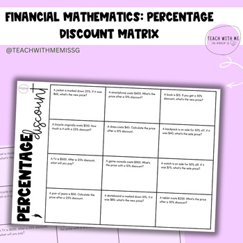 Preview of Financial Mathematics: Percentage Discount Matrix - Differentiated