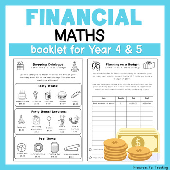 Preview of Financial Maths Worksheets / Booklet for Year 4 and 5 Students