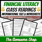 Preview of Financial Reading Packets with Worksheets for 9 unit concepts