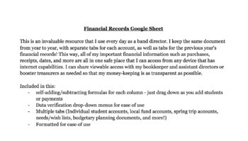 Preview of Financial Records Google Sheet Template