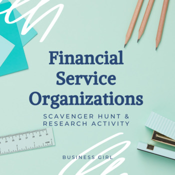 Preview of Financial Service Organizations Scavenger Hunt & Research Activity