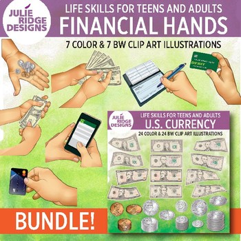 Preview of Financial Skills & U.S. Currency Bundle Clip Art Illustrations