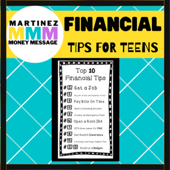 Preview of Financial Tips for Teens: Personal Finance Top 10 Checklist (Free Printables)