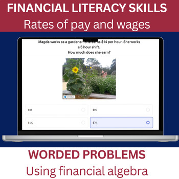 Preview of Financial literacy task cards for wages and income