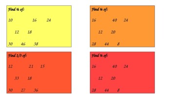 Preview of Find ½ , ¼ ⅓ or ¾ of a given number Activity