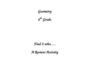 Preview of Find 2 Who... 6th Grade Geometry