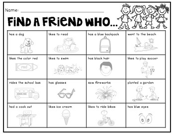 Find A Friend Who....Back To School Edition by Kids and Coffee | TpT