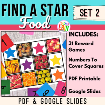 Preview of Find A Star Reward Games | SET 2 FOOD | PDF & Digital Rewards for Google Slides