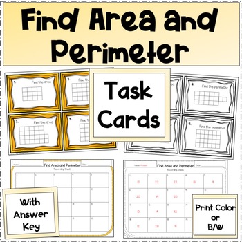 Preview of Find Area and Perimeter Task Cards