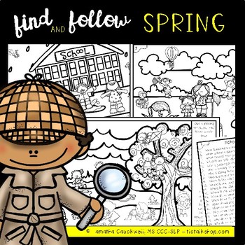 Preview of Find Articulation and Follow Directions Speech and Language: Spring