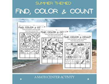 Preview of Find, Color & Count Math Worksheets for Kindergarten or First Grade