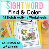 Dolch Sight Words Color by Code - Pre-Primer, Primer, 1st,