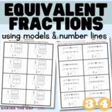 Find Equivalent Fractions using Models & Number Lines | 3r