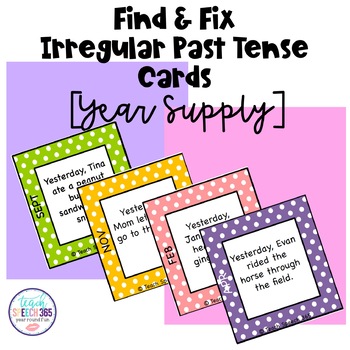 Preview of Find & Fix Irregular Past Tense Cards [Year Supply] for Speech Therapy