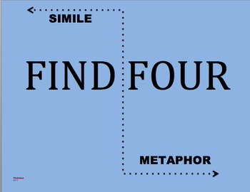 Preview of "Find Four" Simile and Metaphor Board Game - Fun Hands-On Learning!