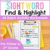 Dolch Sight Words Find and Highlight | Pre-Primer, Primer,
