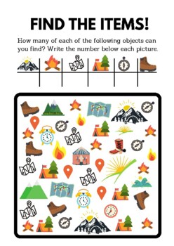 Preview of Find It - Camping Themed Worksheet