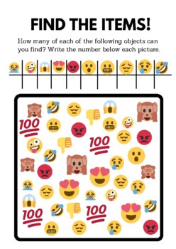 Preview of Find It - Emoji Themed Worksheet