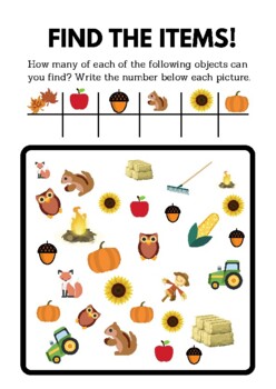 Preview of Find It - Fall Themed Worksheet