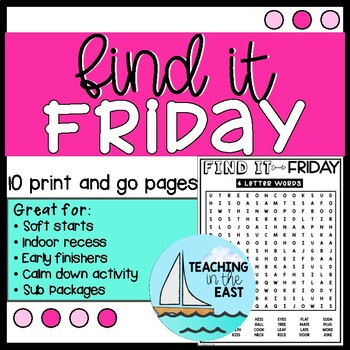 Preview of Find It Friday | Friday Activities | Themed Days | Word Searches