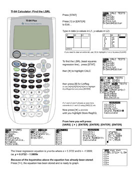 Preview of Find LSRL and Graph LSRL and Scatter Plot on TI-84 Calculator