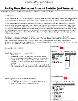 Preview of Find Mean, Median, and Standard Deviation with TI-84