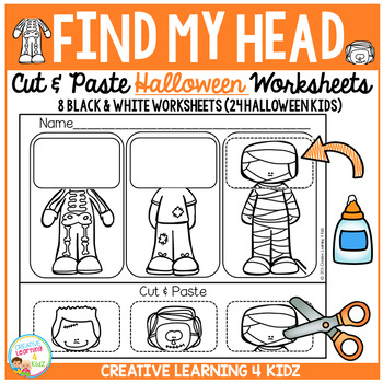 Find My Head Cut & Paste Worksheets: Halloween by Creative Learning 4 Kidz