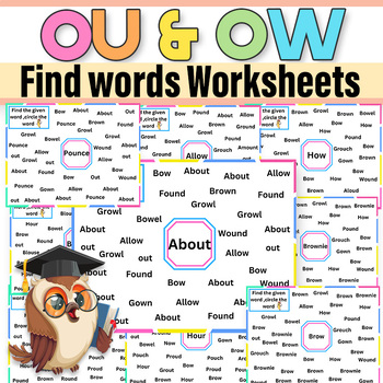Preview of Find OU and OW| OU & OW Phonics Worksheets Science of Reading|OU & OW Worksheets