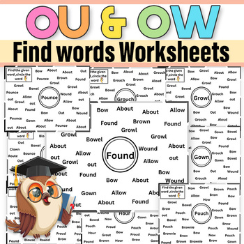 Preview of Find OU and OW| OU & OW Phonics Worksheets Science of Reading|OU & OW Worksheets